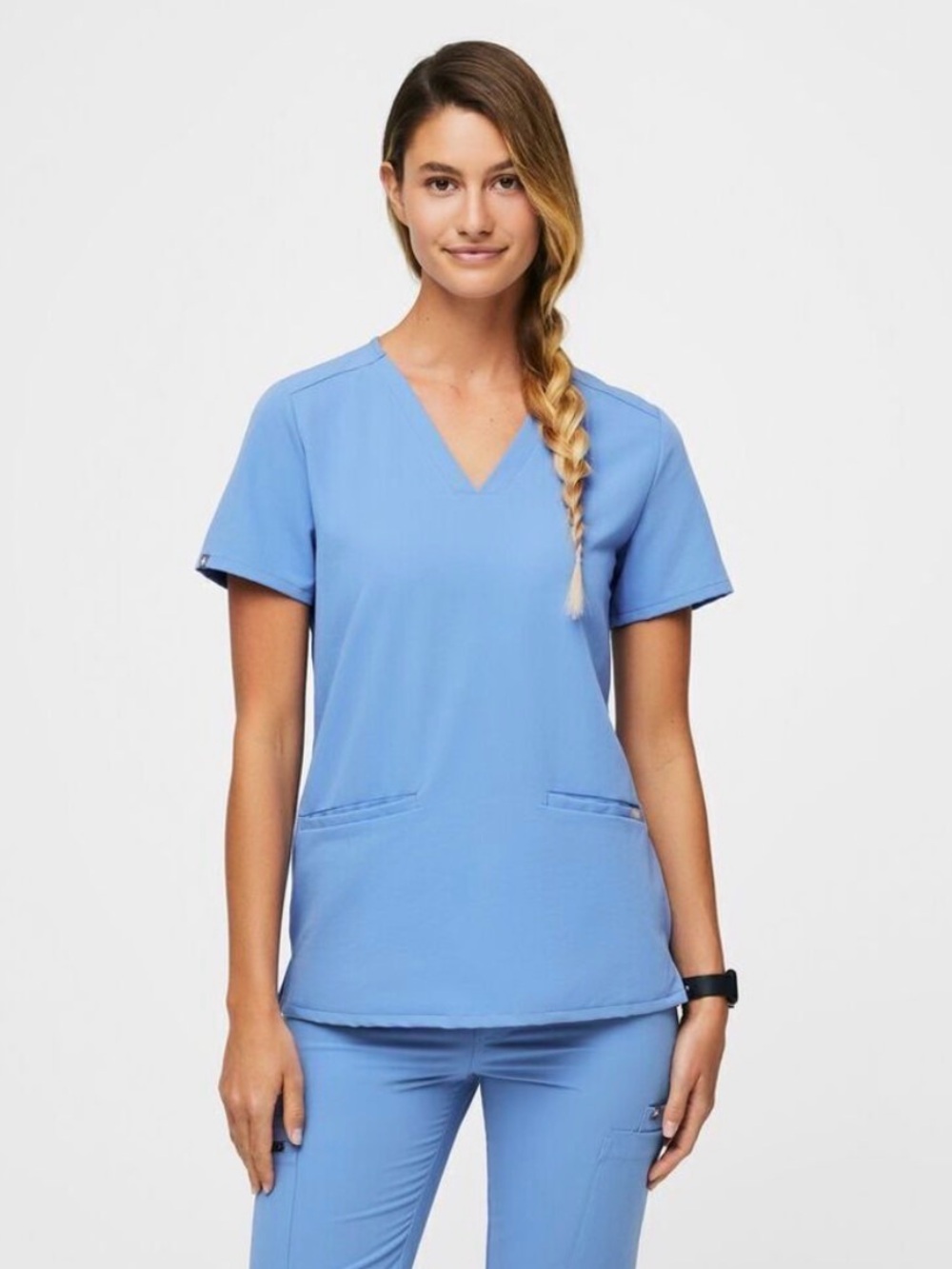 Figs Casma Top and Zamora Joggers in Ceil Blue